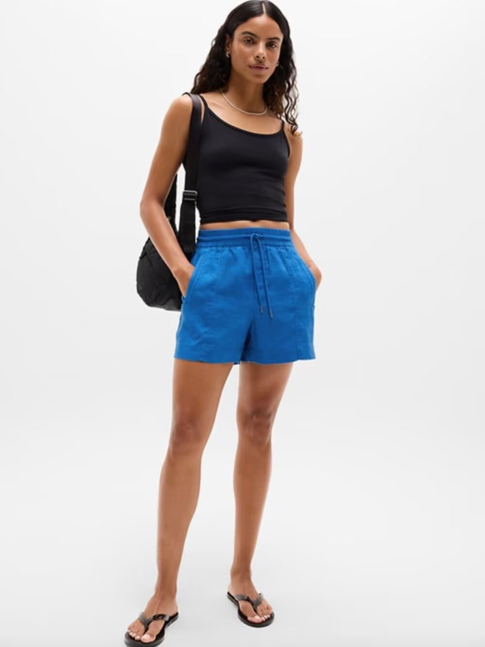 Athleta Retreat Linen Shorts - Medium - Breaker (Blue)